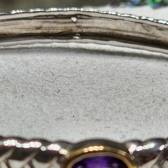 Purple stones cuff two tone bangle - Picture 3 of 4